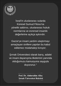 Rektörümüz Prof. Alkış, Küresel Sumud filosuna yönelik saldırıyı kınadı